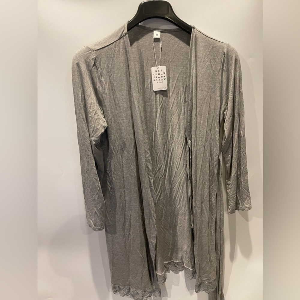 Swomog Women’s Maternity Nursing Robe W/Belt Grey Sz. Medium